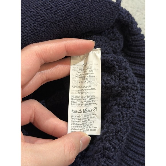 J. Crew Cardigan Sweater Men's XL Navy Blue Quilted Cotton Shawl Collar K4059 - Picture 7 of 9